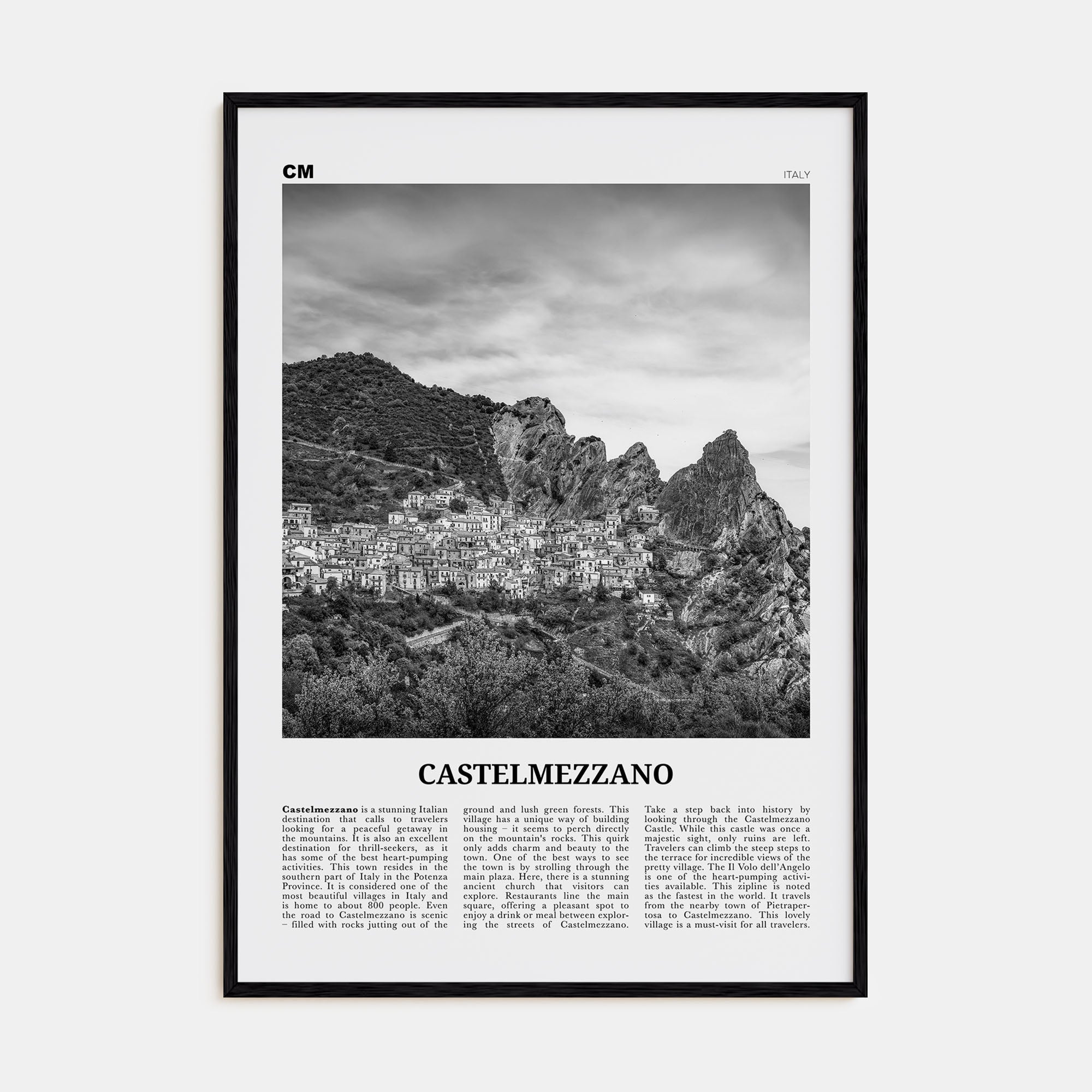 Castelmezzano Travel B&W Poster