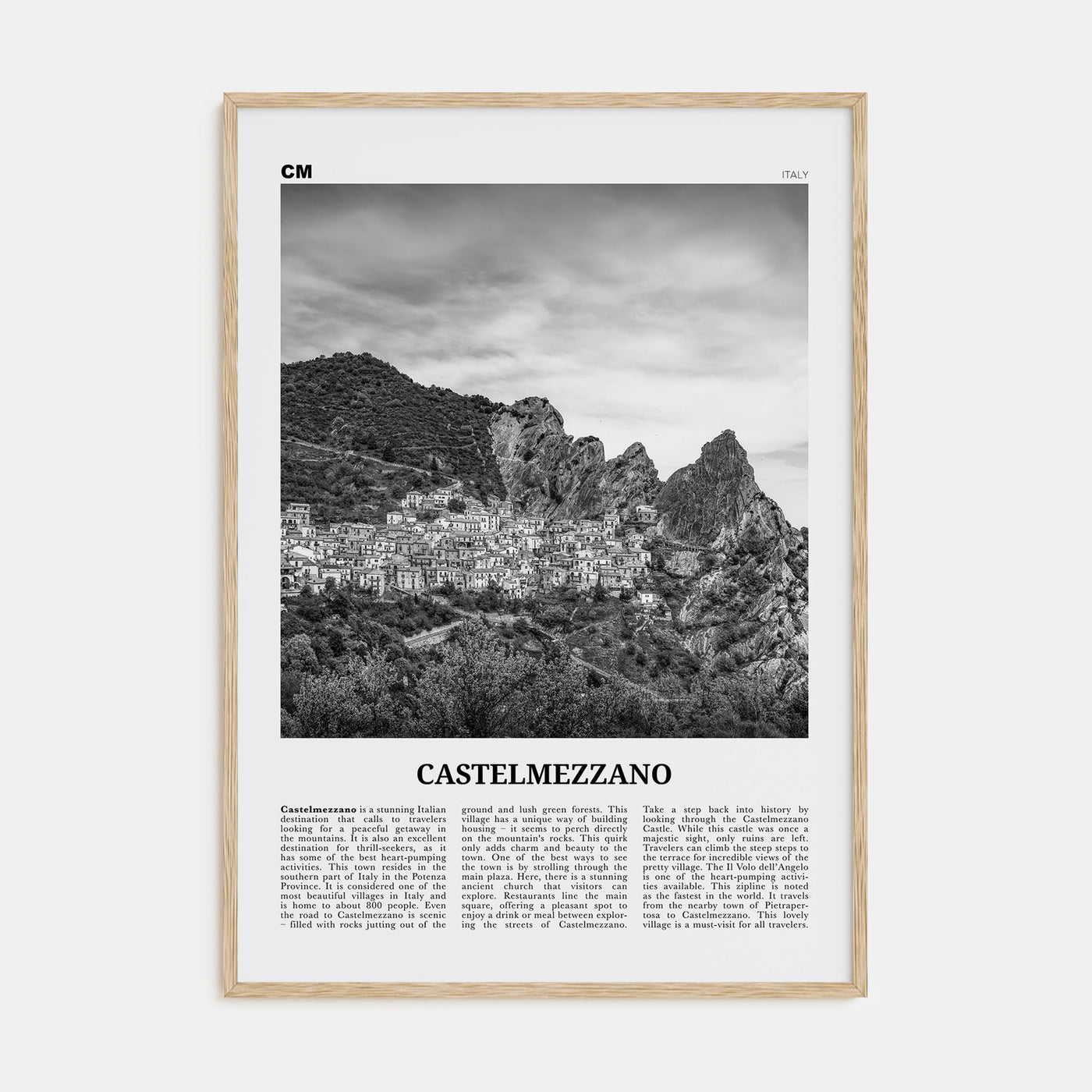 Castelmezzano Travel B&W Poster
