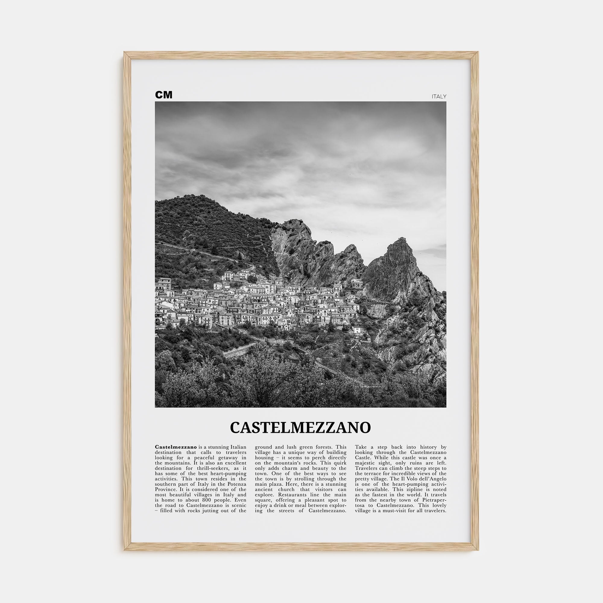 Castelmezzano Travel B&W Poster