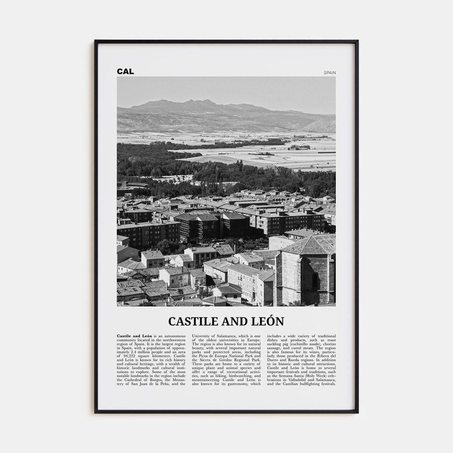 Castile and León Travel B&W Poster