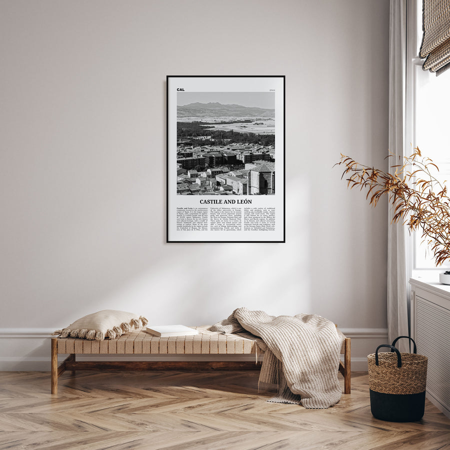Castile and León Travel B&W Poster