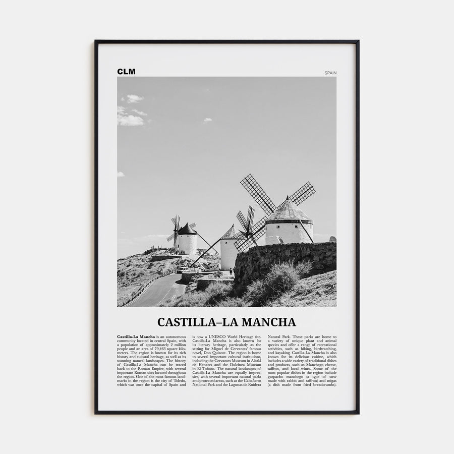 Castilla-La Mancha Travel B&W Poster