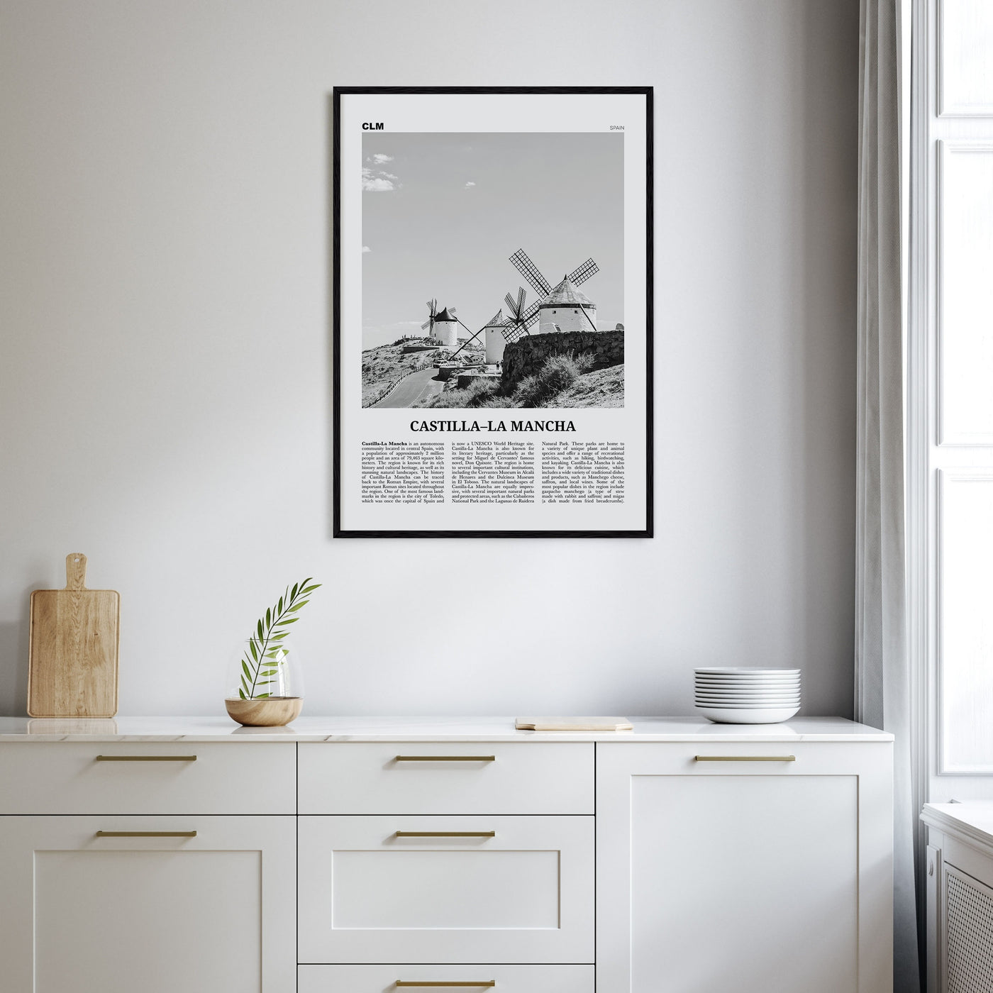 Castilla-La Mancha Travel B&W Poster