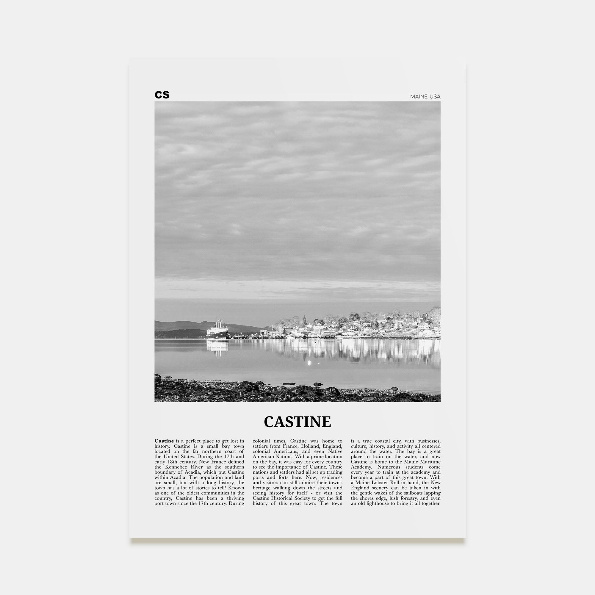 Castine Travel B&W Poster