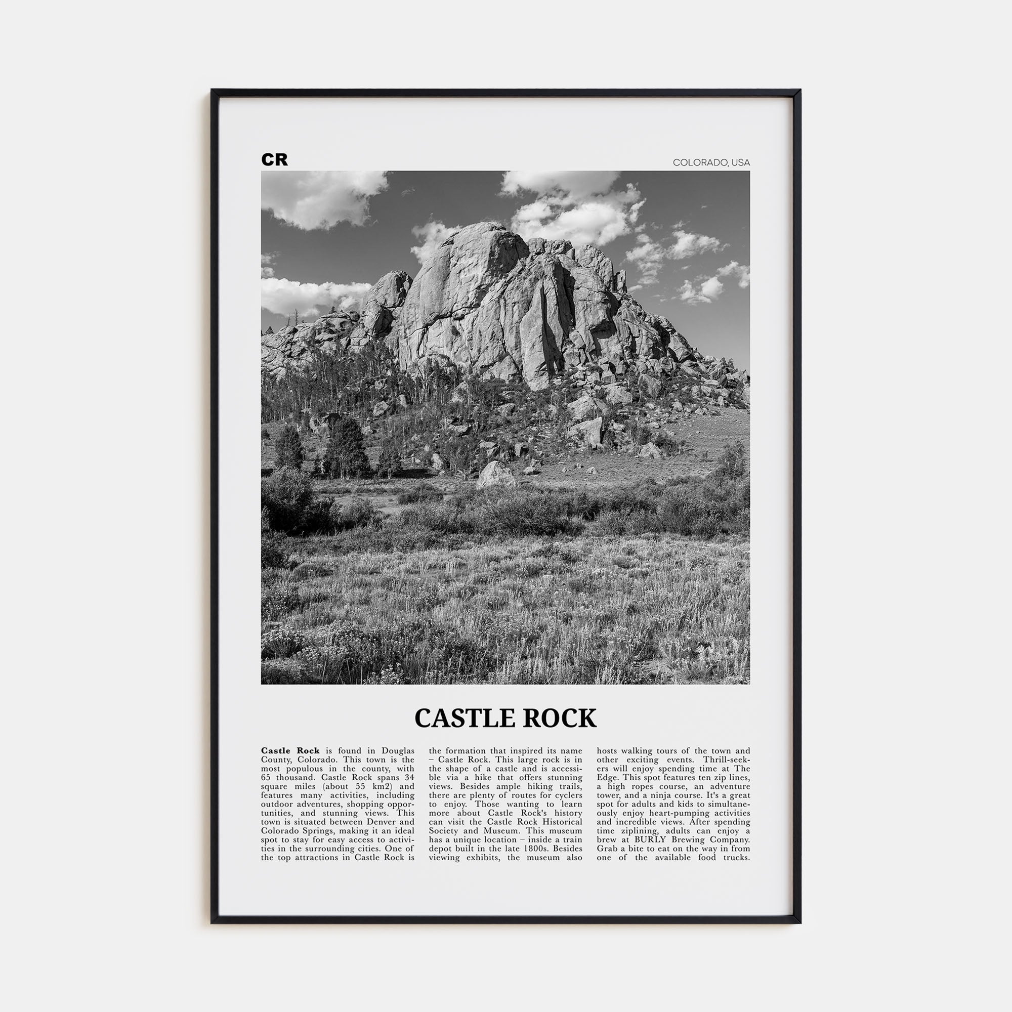 Castle Rock Travel B&W Poster