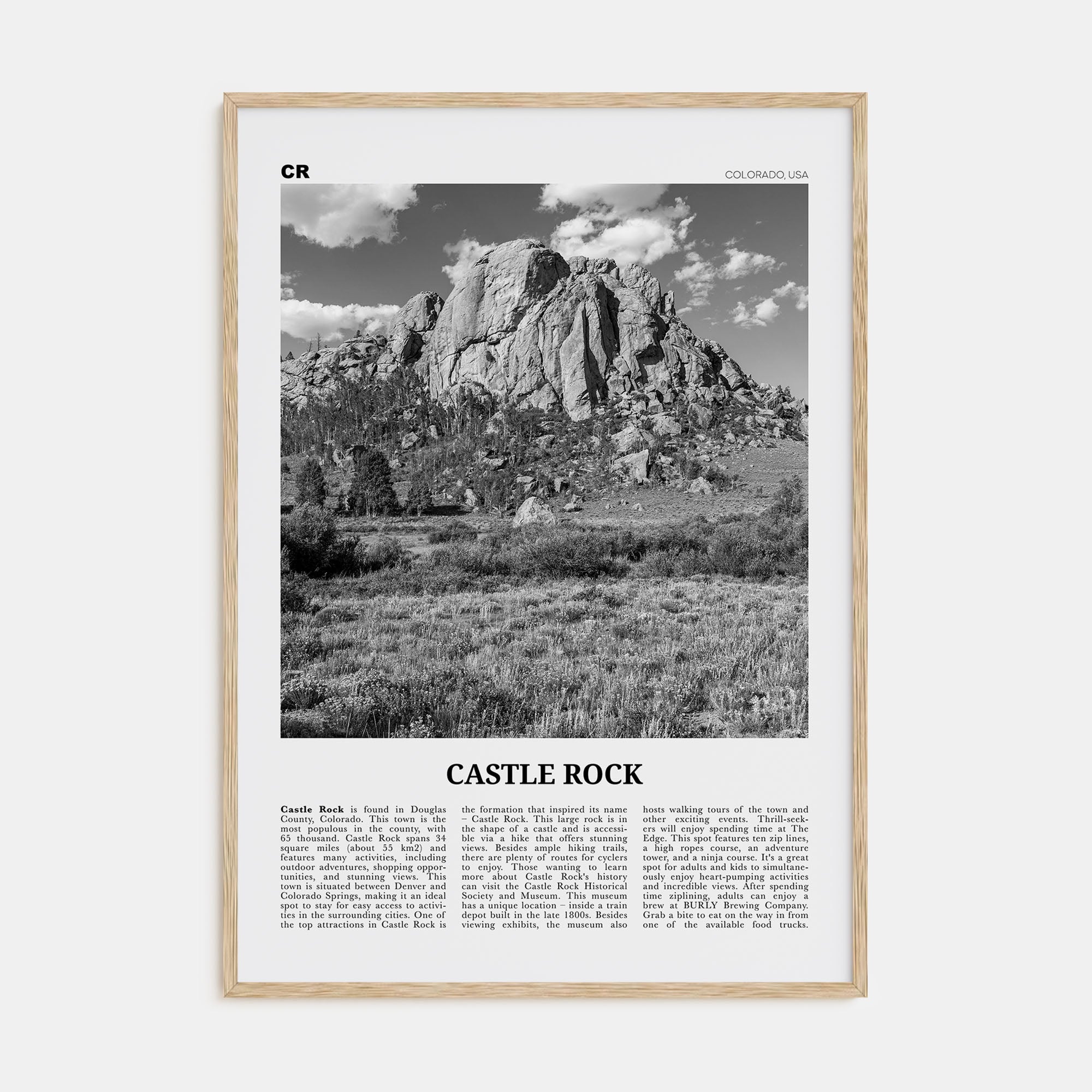 Castle Rock Travel B&W Poster