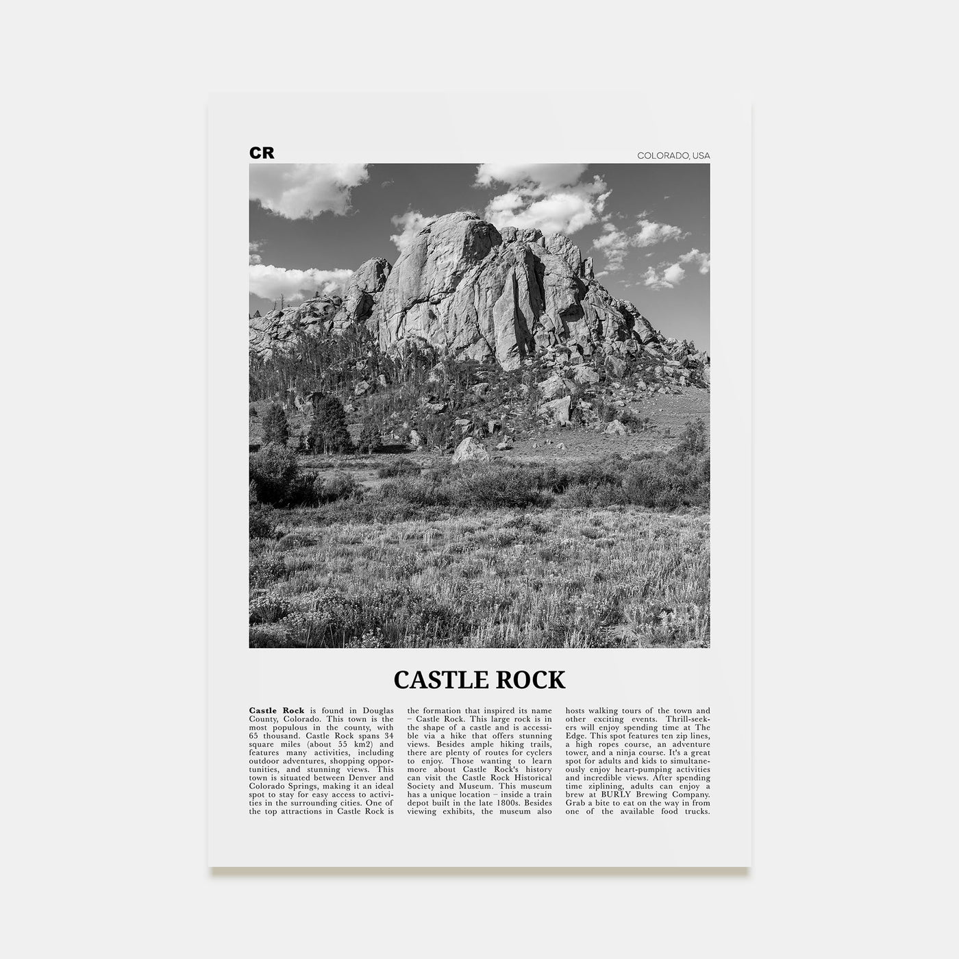 Castle Rock Travel B&W Poster