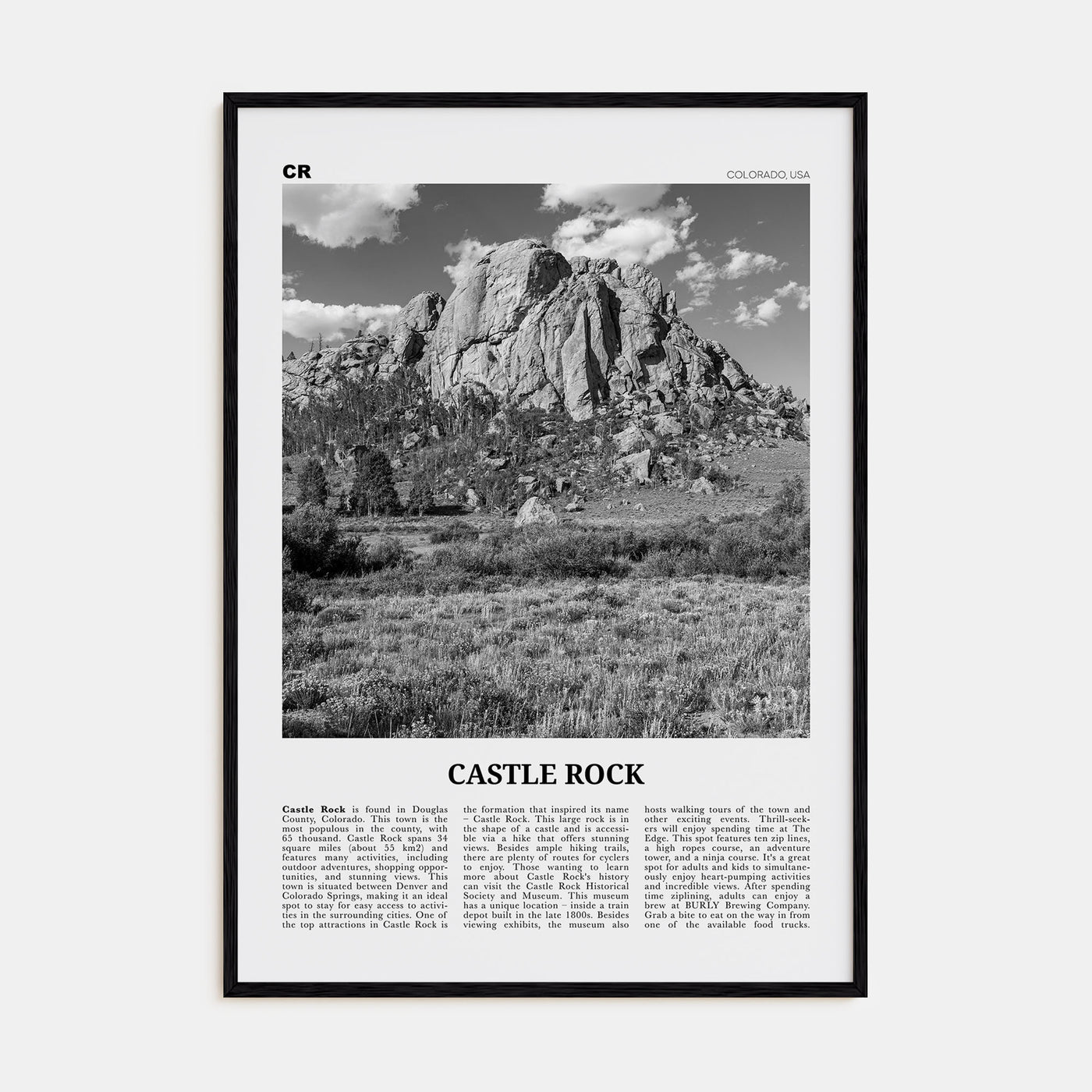 Castle Rock Travel B&W Poster