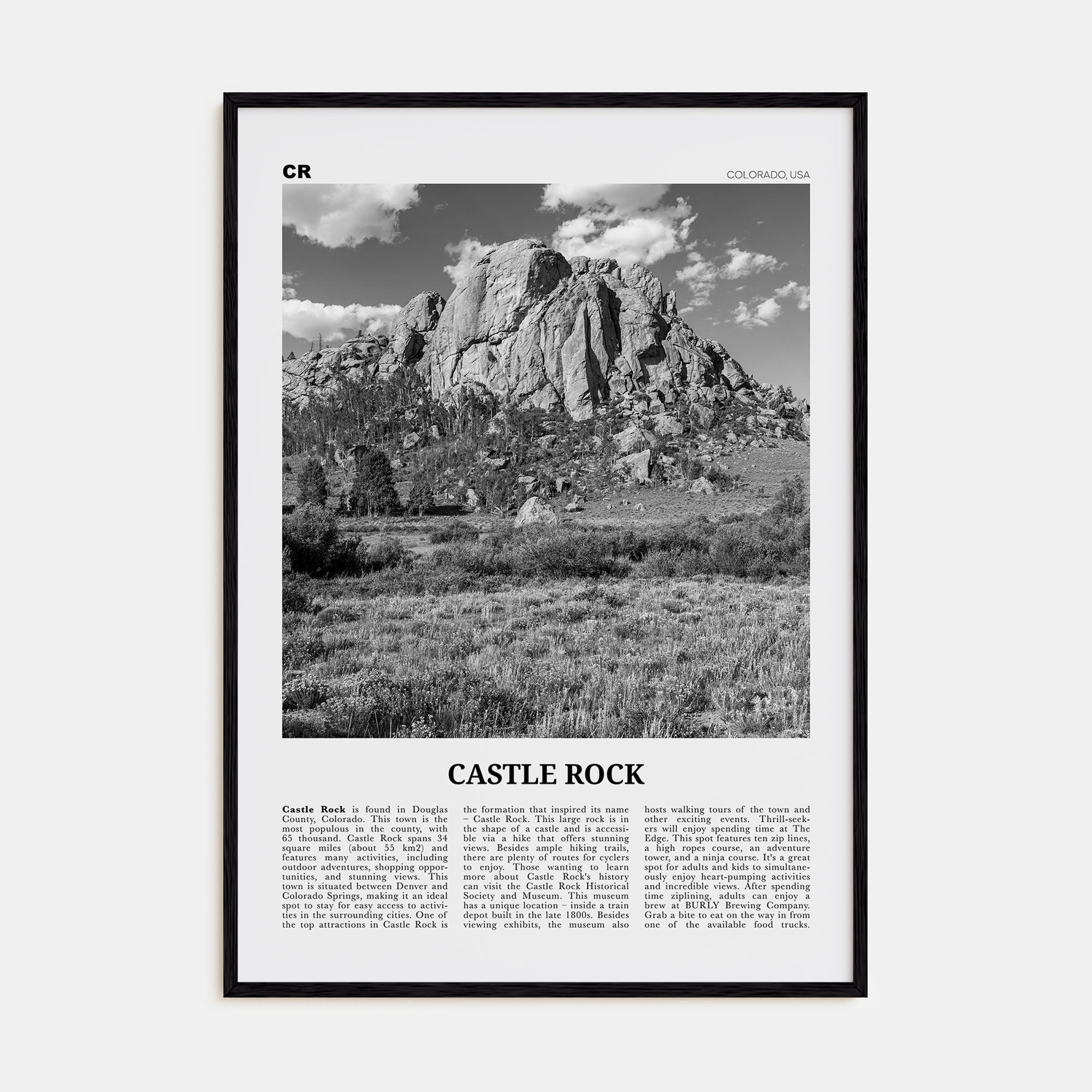 Castle Rock Travel B&W Poster