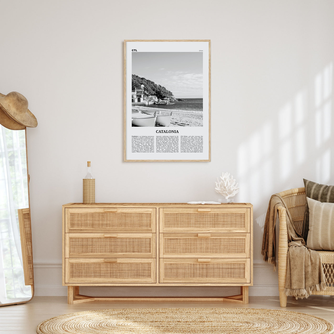 Catalonia Travel B&W Poster