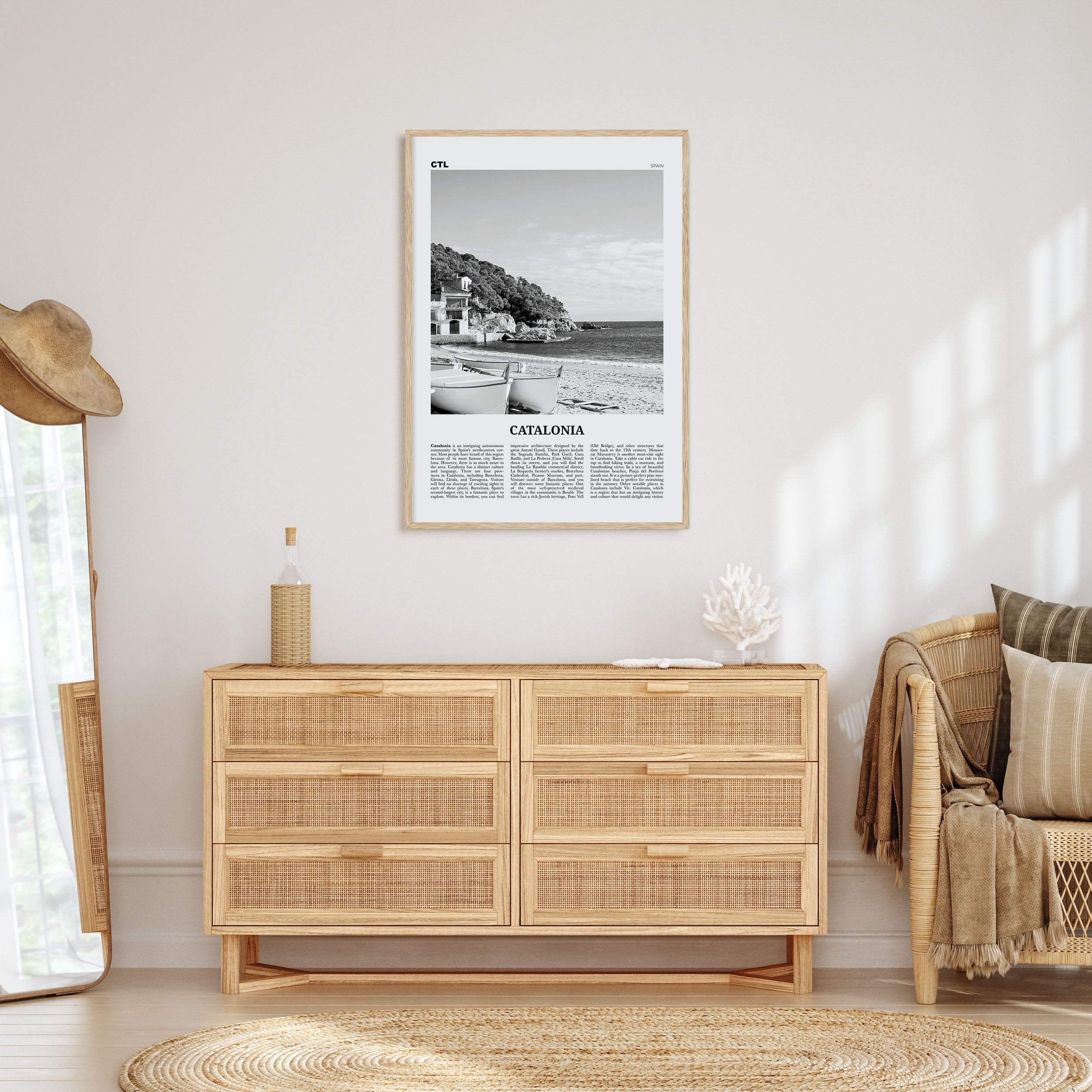 Catalonia Travel B&W Poster