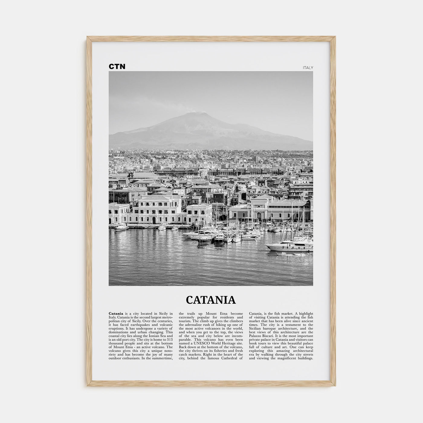 Catania Travel B&W Poster