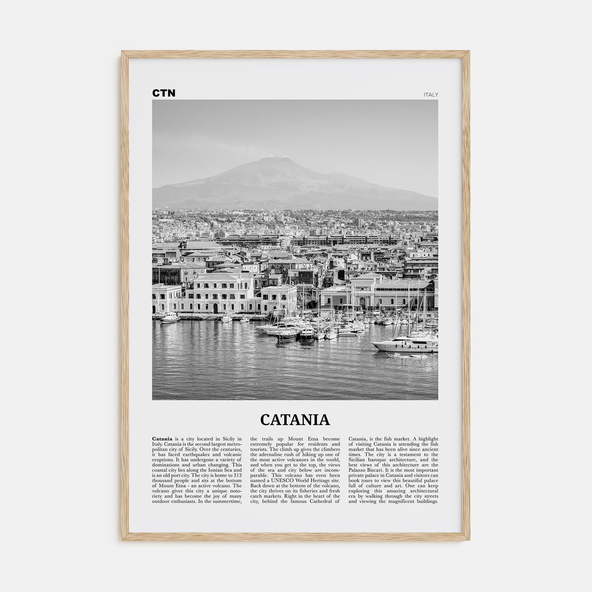 Catania Travel B&W Poster