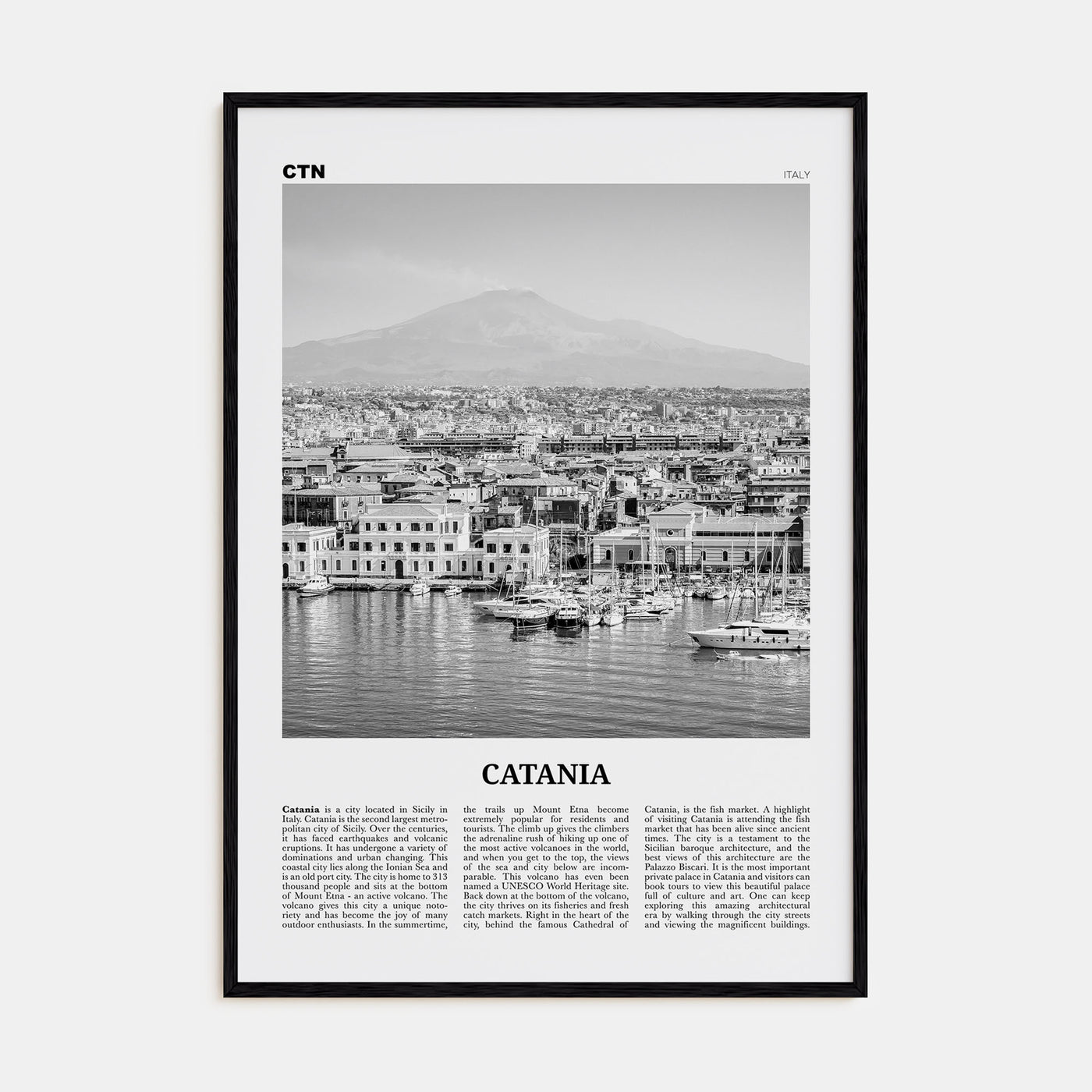 Catania Travel B&W Poster
