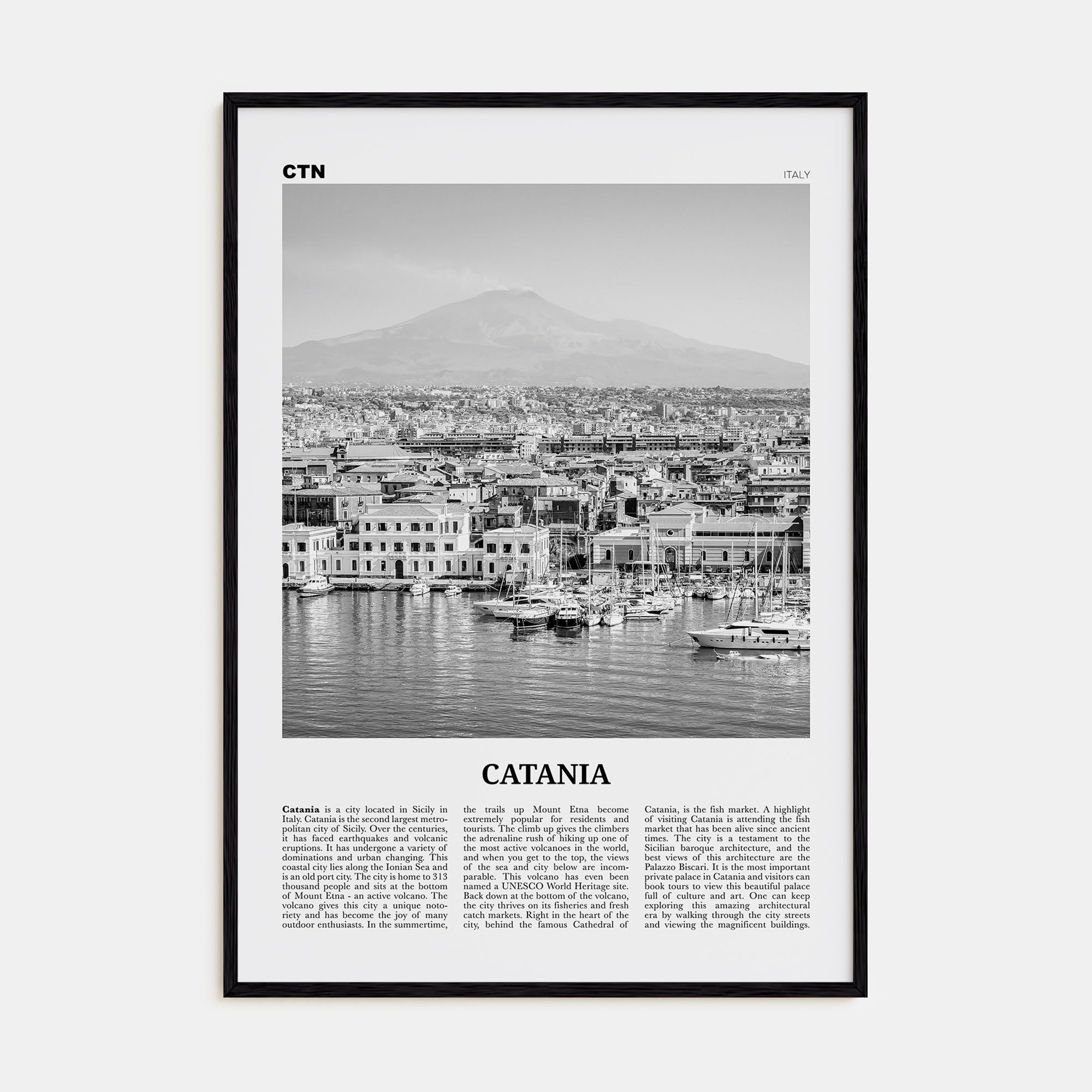 Catania Travel B&W Poster