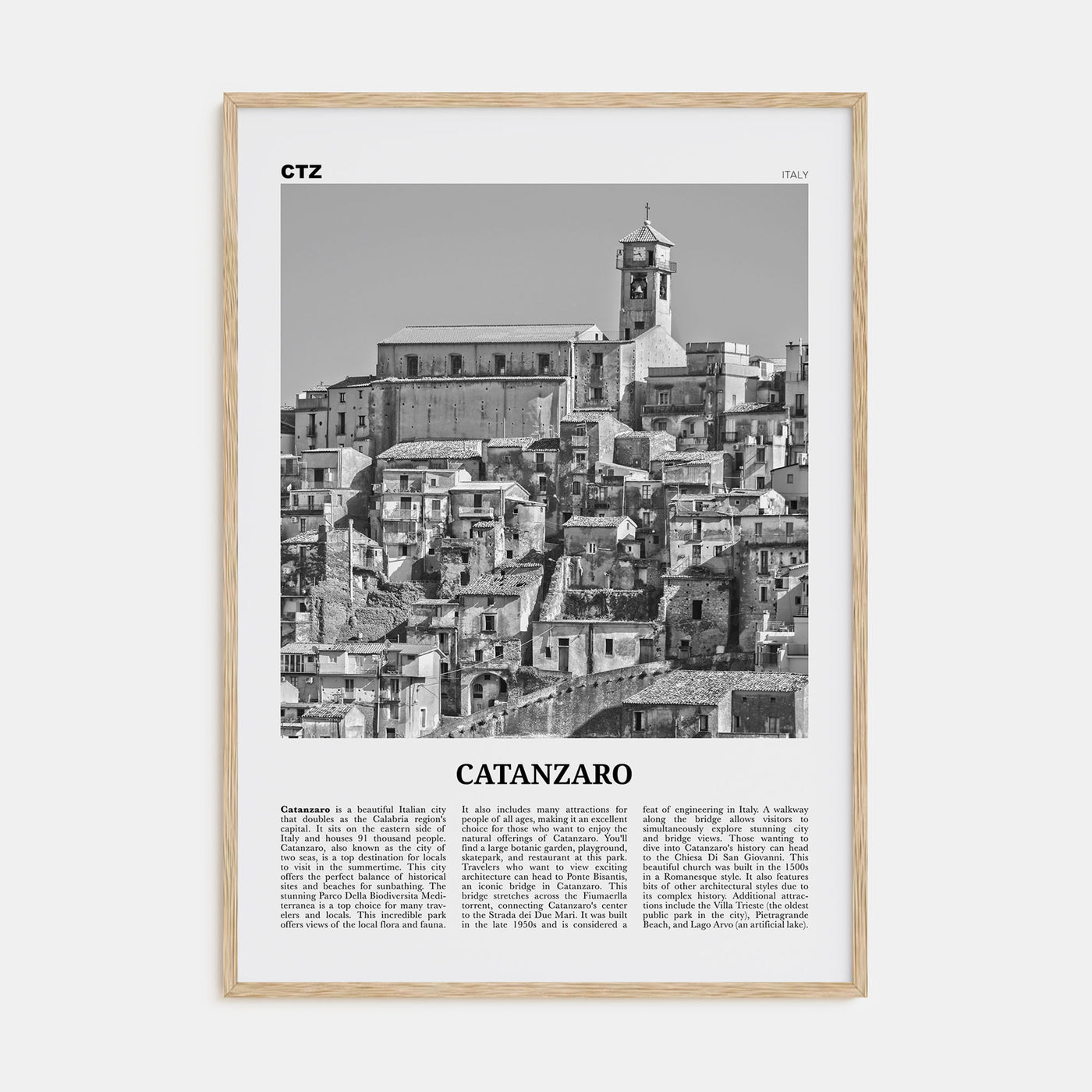 Catanzaro Travel B&W Poster