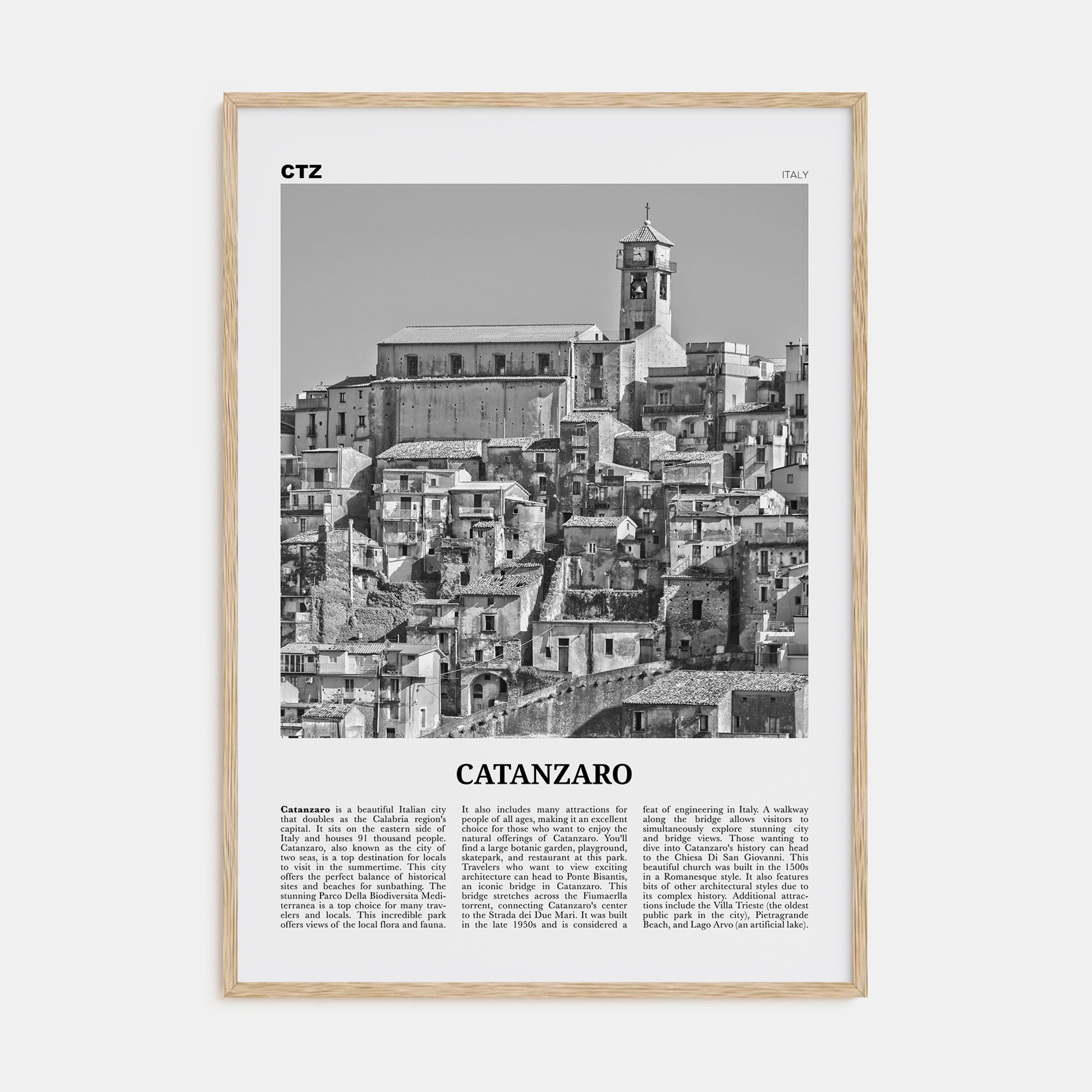 Catanzaro Travel B&W Poster