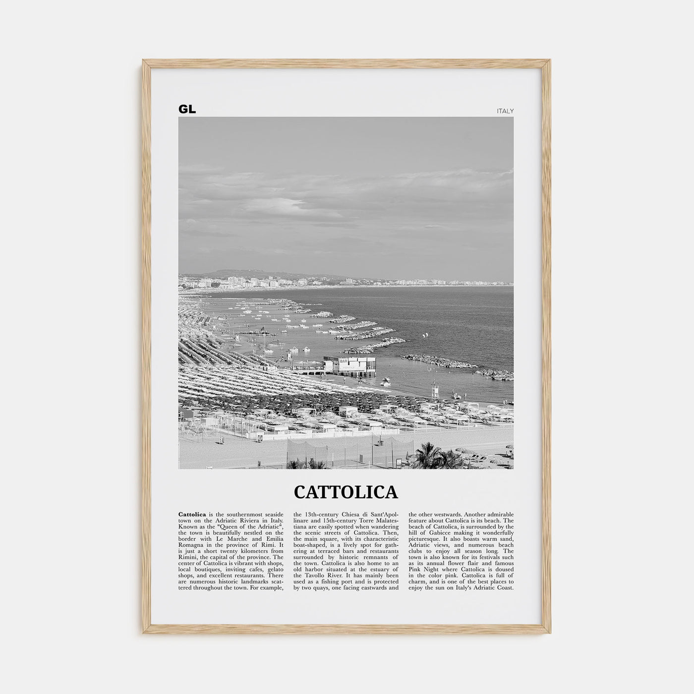 Cattolica Travel B&W Poster