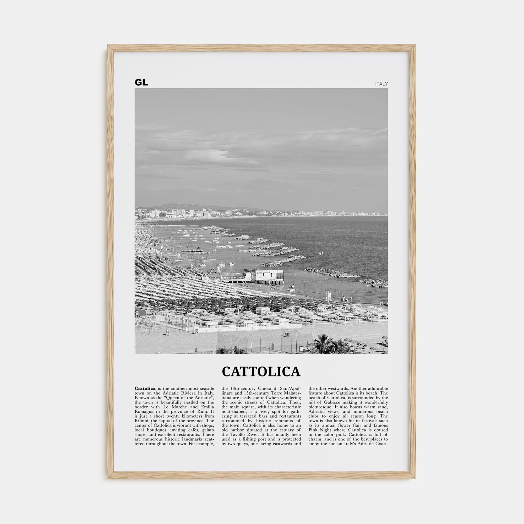 Cattolica Travel B&W Poster