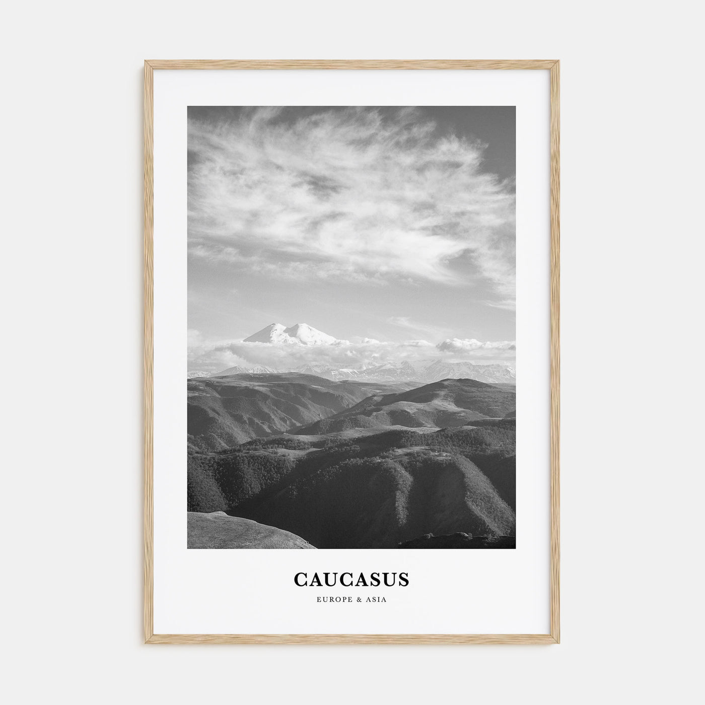 Caucasus Mountains Portrait B&W Poster