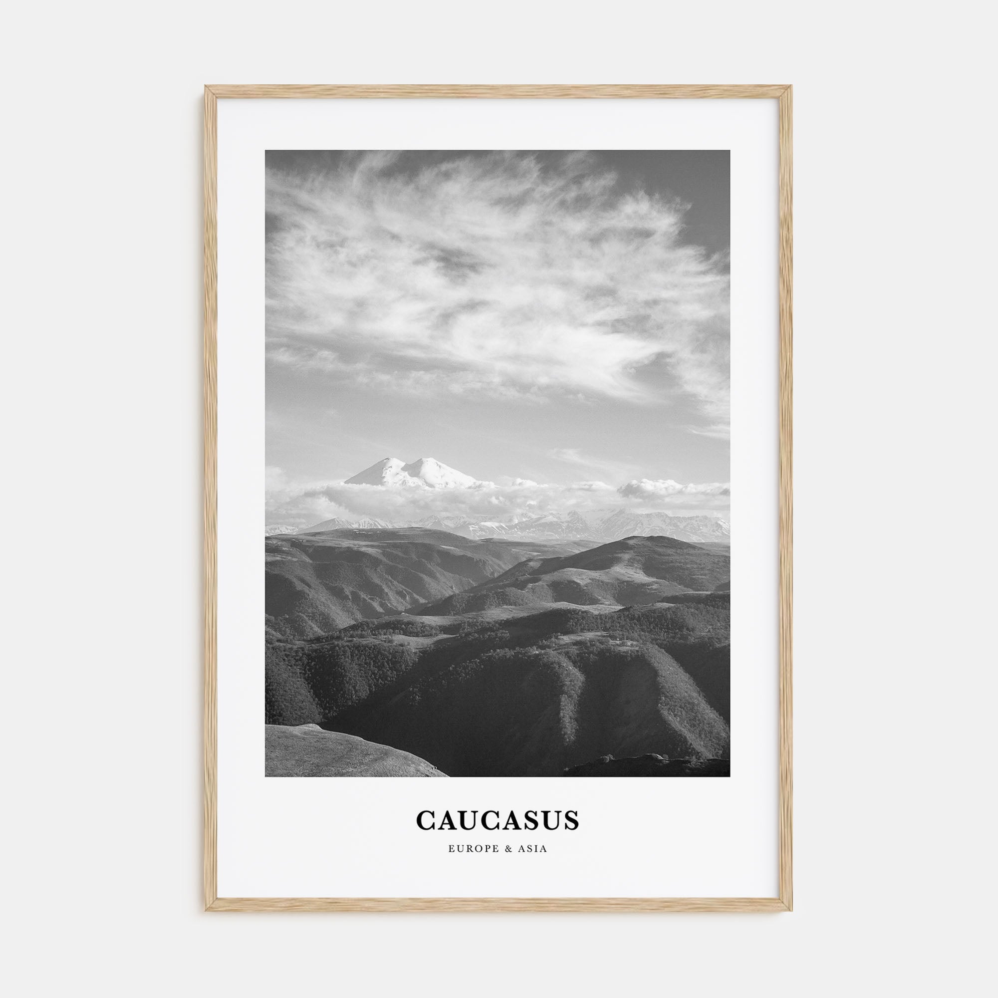 Caucasus Mountains Portrait B&W Poster