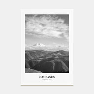 Caucasus Mountains Portrait B&W Poster