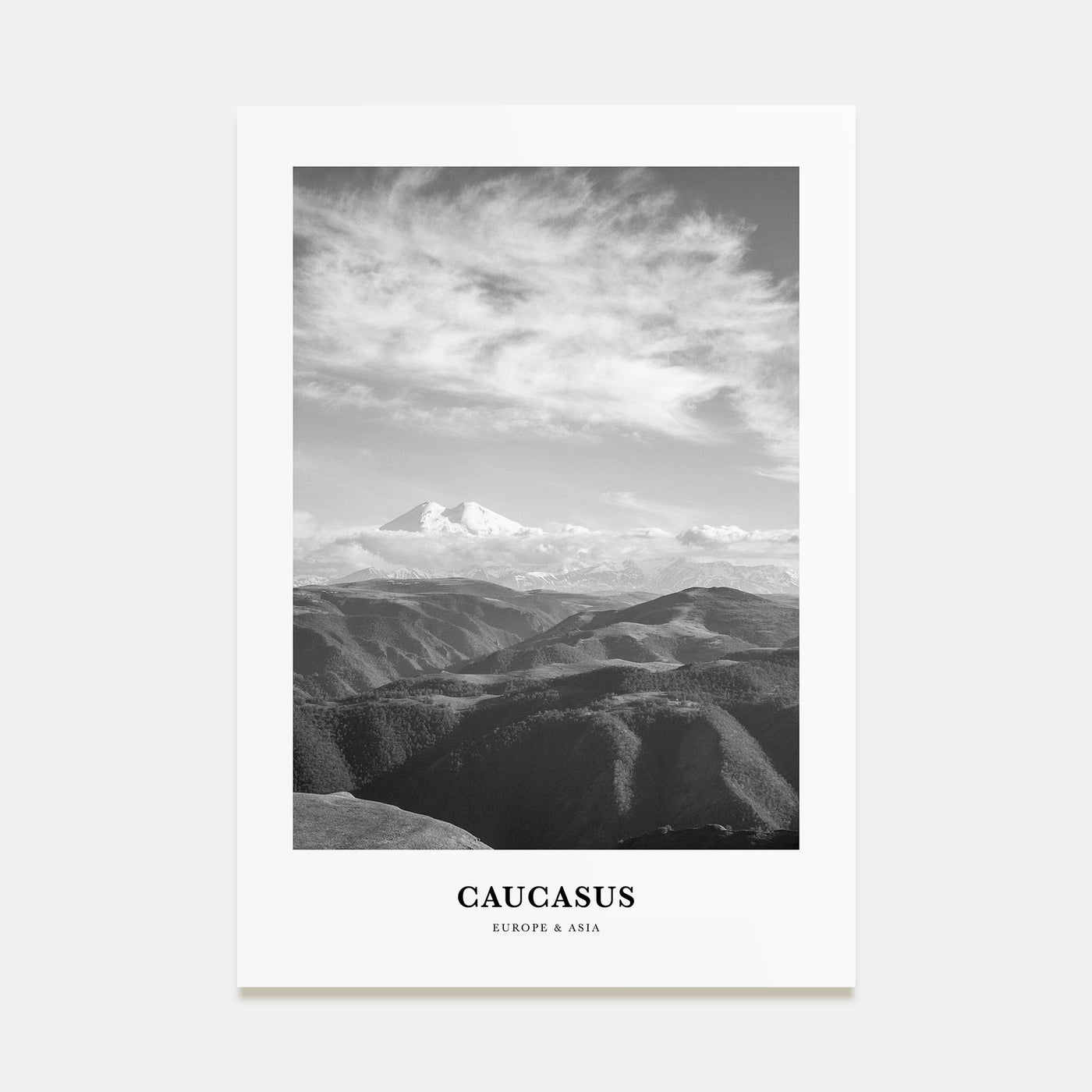 Caucasus Mountains Portrait B&W Poster