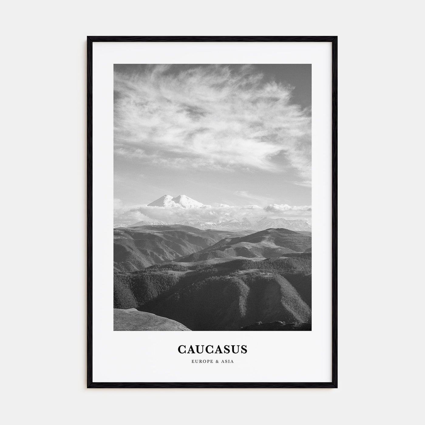 Caucasus Mountains Portrait B&W Poster