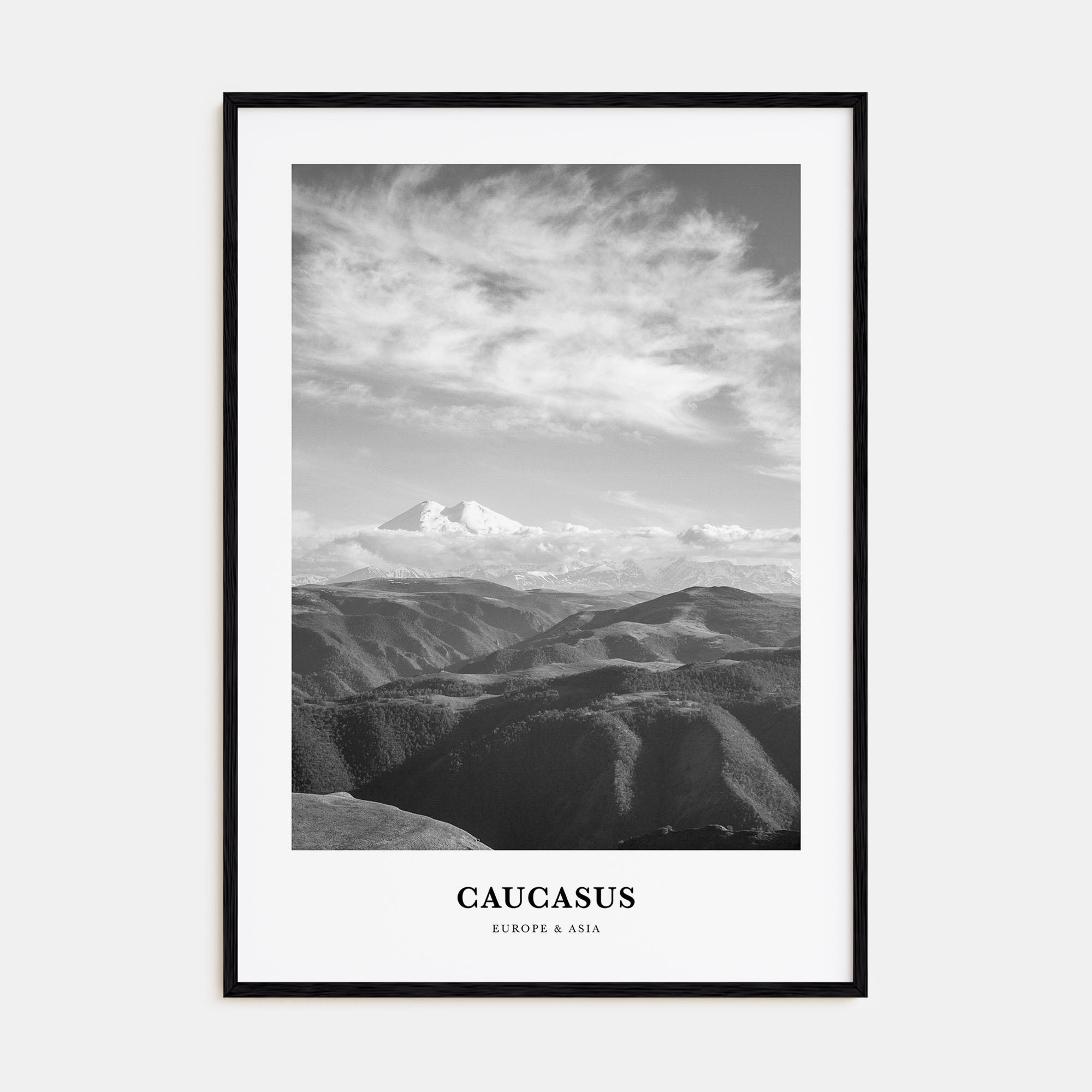 Caucasus Mountains Portrait B&W Poster