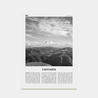 Caucasus Mountains Travel B&W Poster