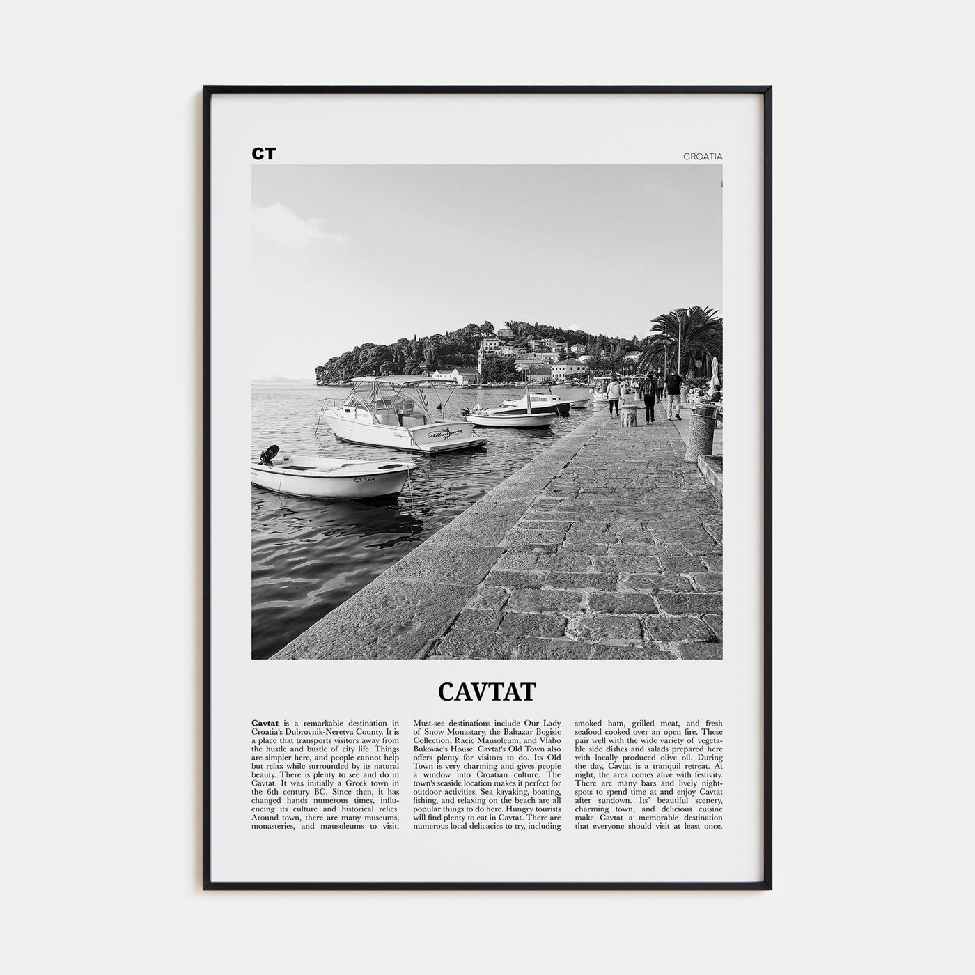 Cavtat Travel B&W Poster