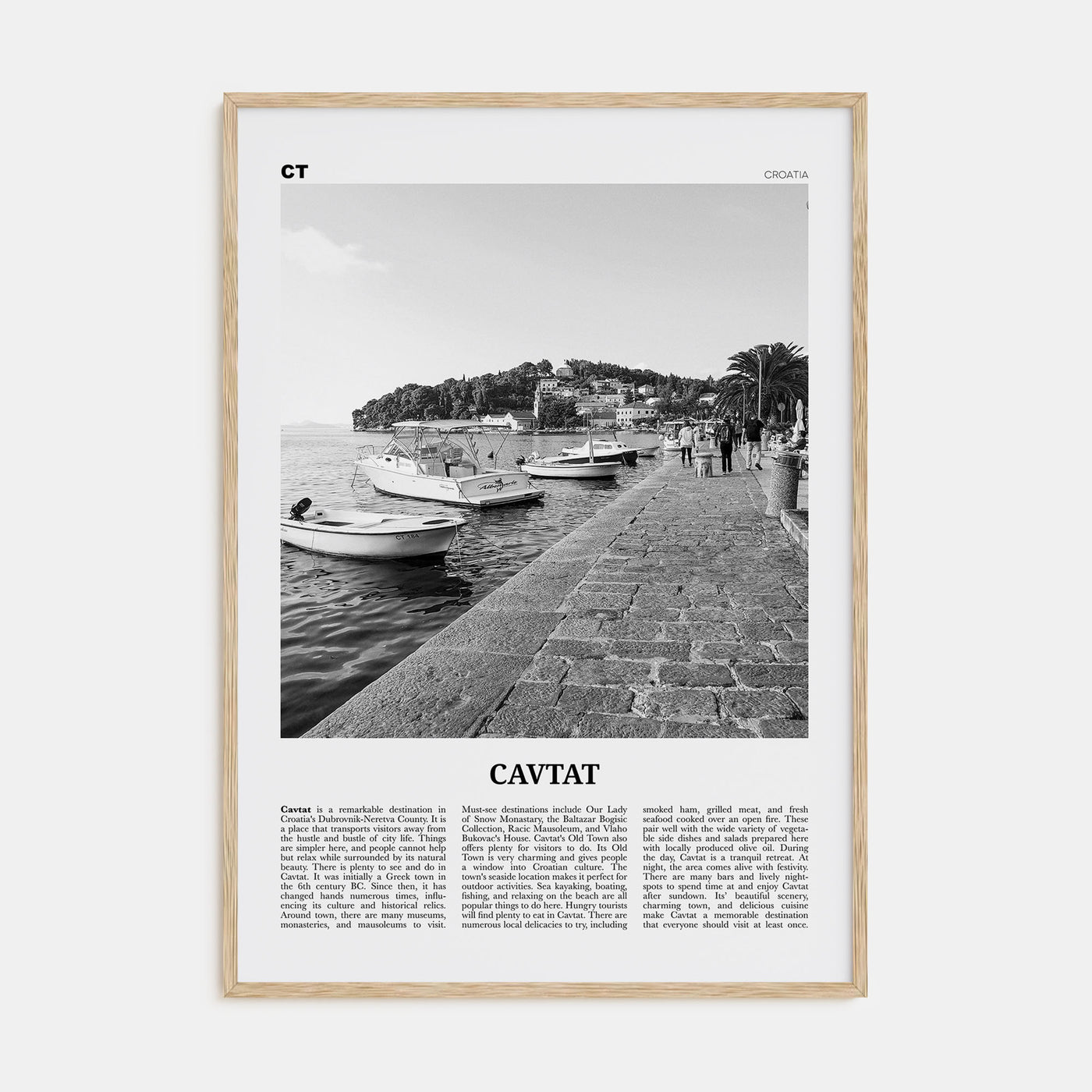 Cavtat Travel B&W Poster