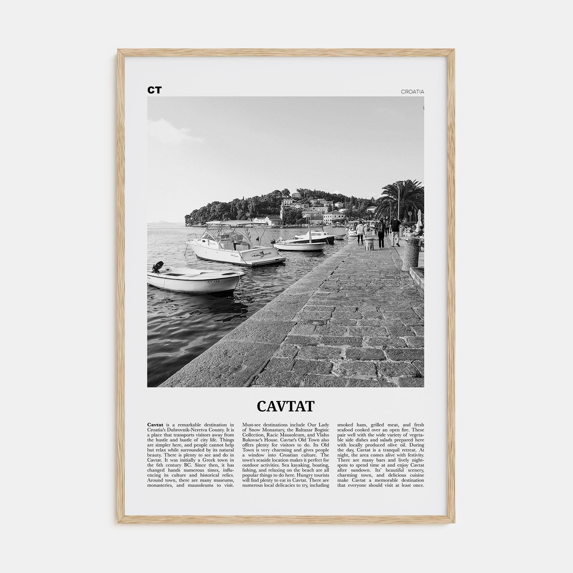 Cavtat Travel B&W Poster