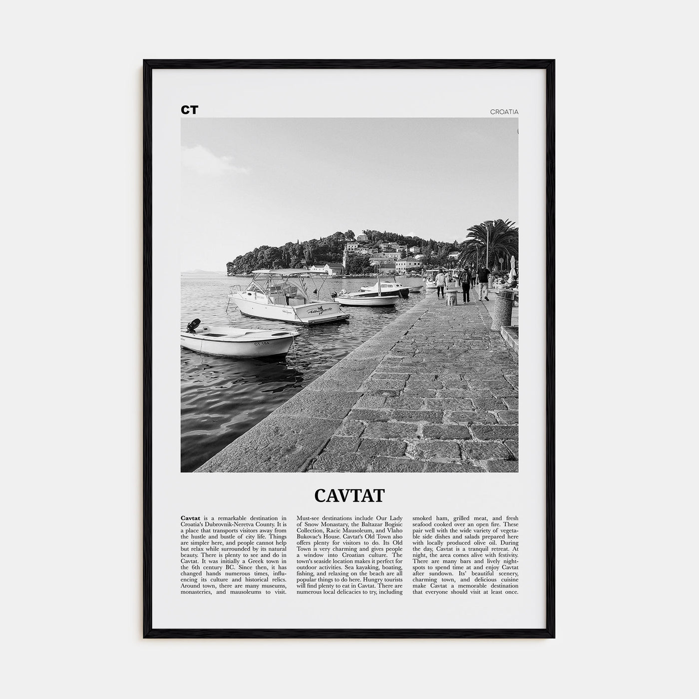 Cavtat Travel B&W Poster