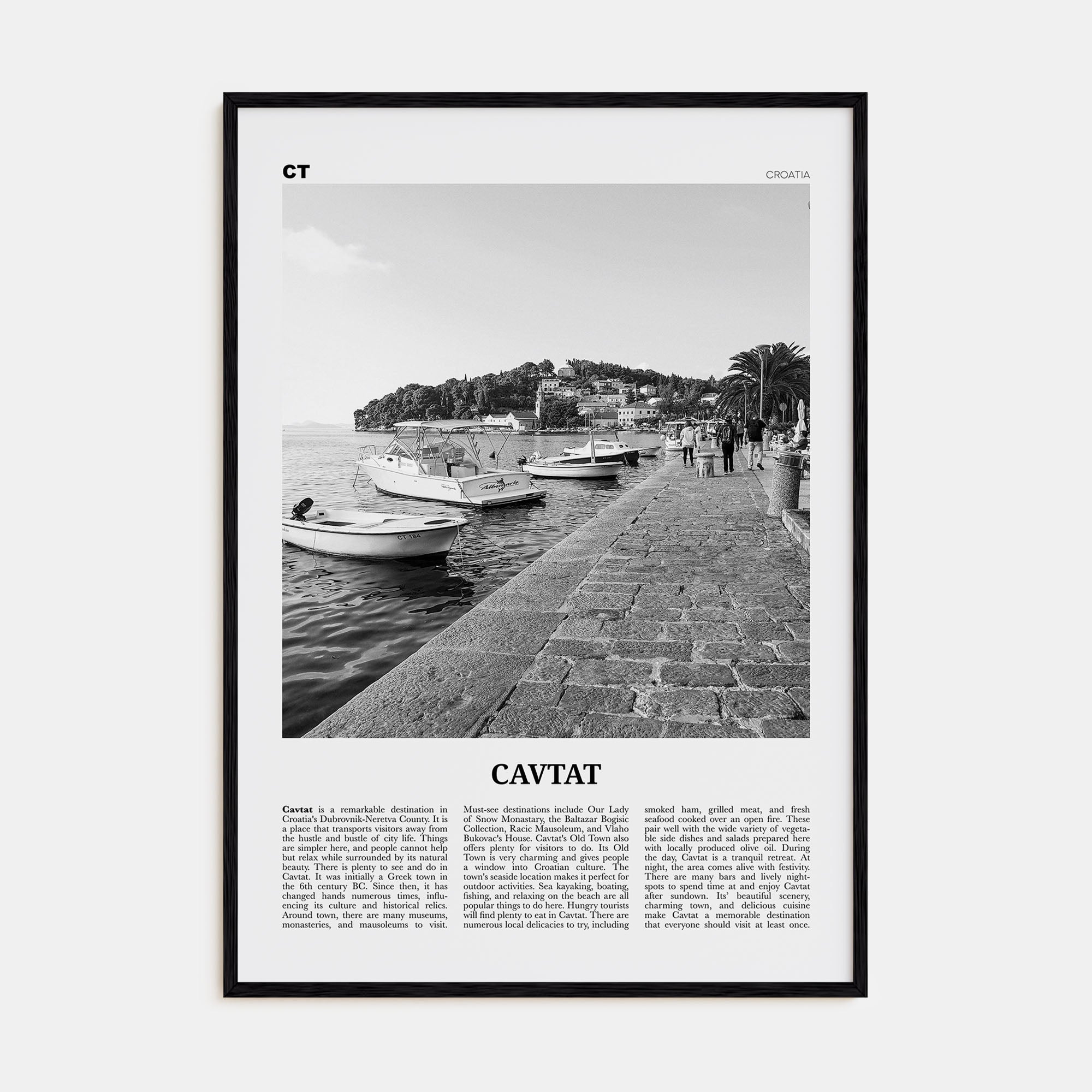Cavtat Travel B&W Poster