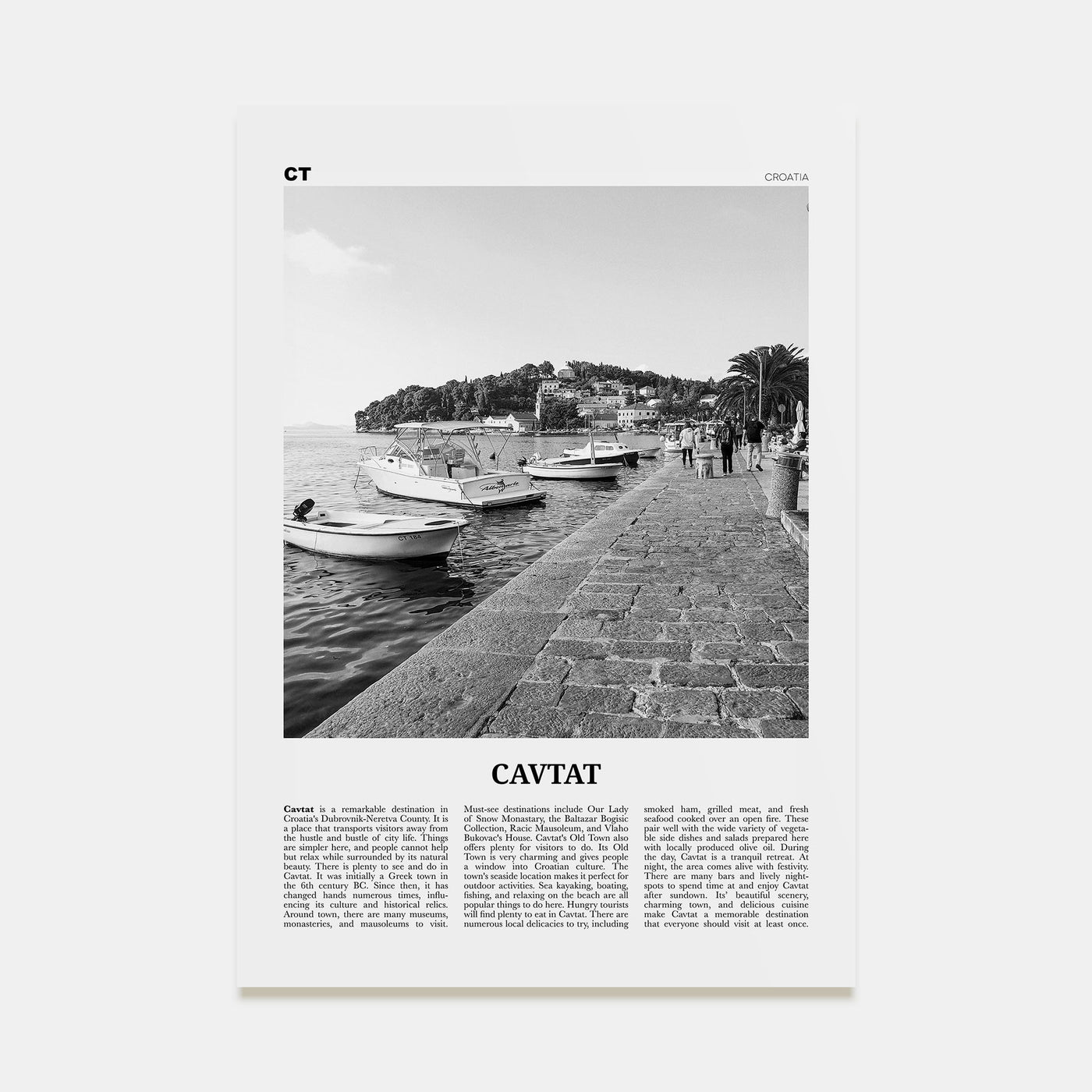 Cavtat Travel B&W Poster