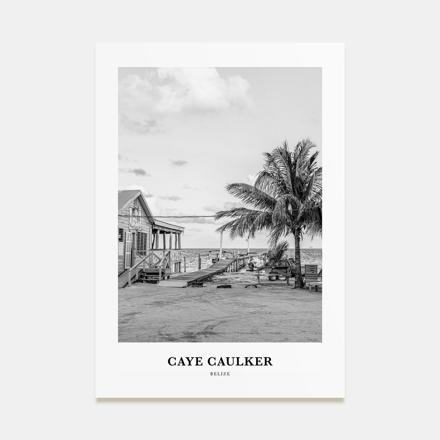 Caye Caulker Portrait B&W Poster