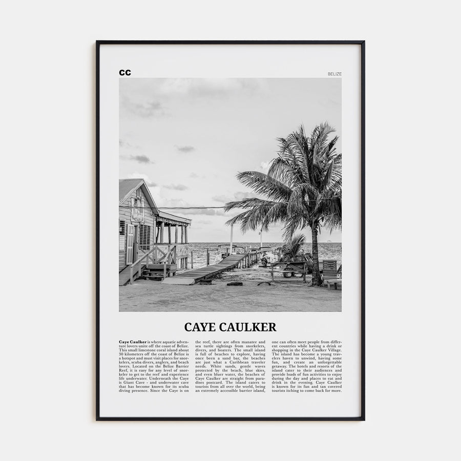 Caye Caulker Travel B&W Poster