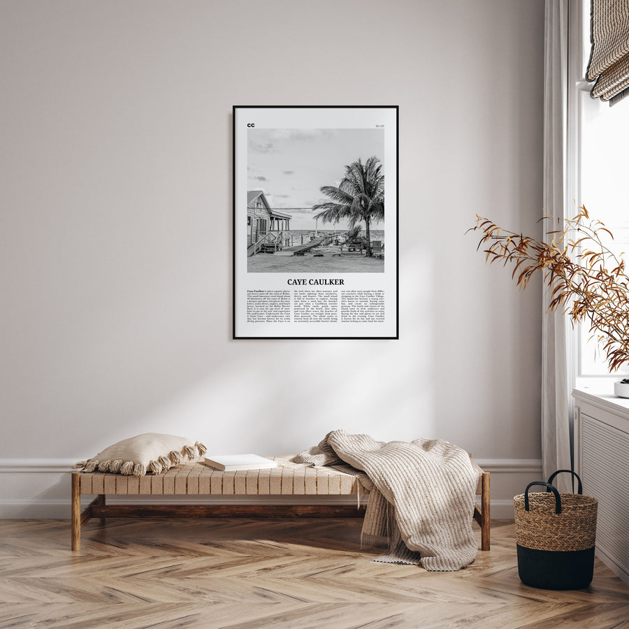 Caye Caulker Travel B&W Poster