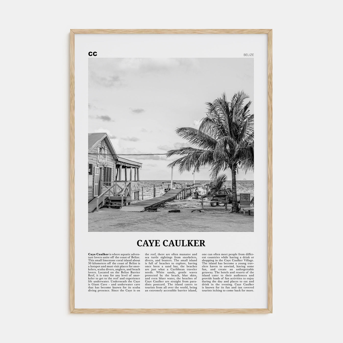 Caye Caulker Travel B&W Poster