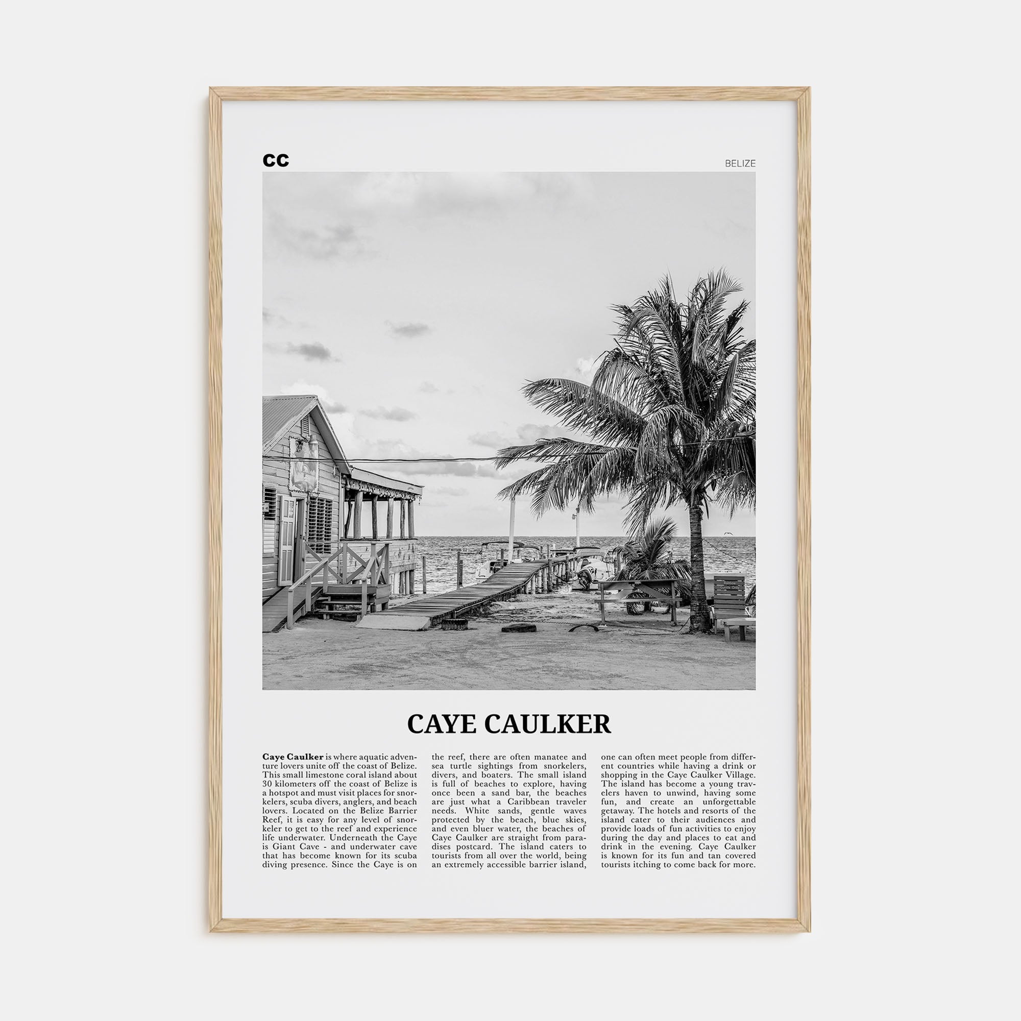 Caye Caulker Travel B&W Poster