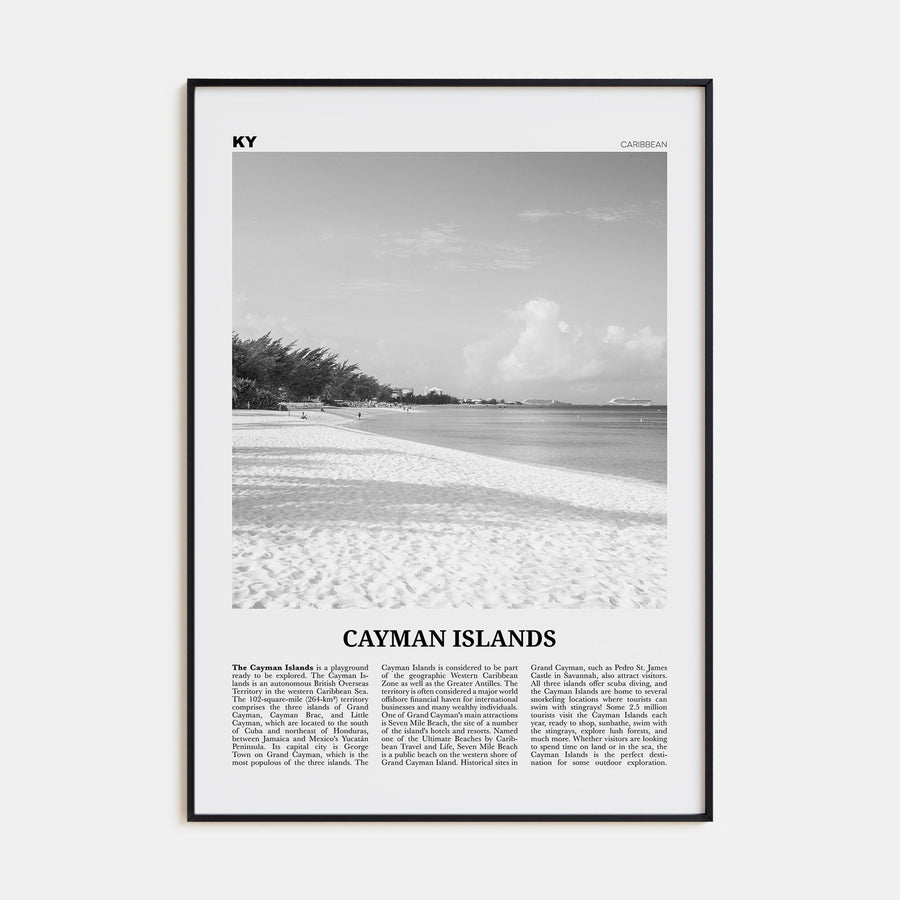 Cayman Islands Travel B&W Poster