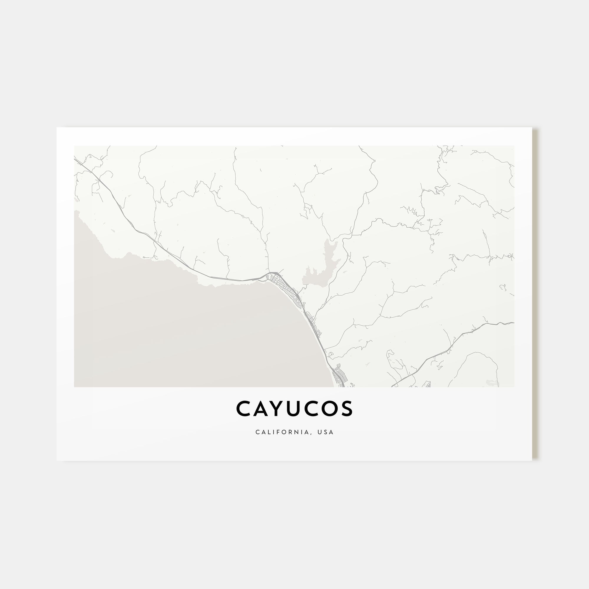 Cayucos Map Landscape Poster