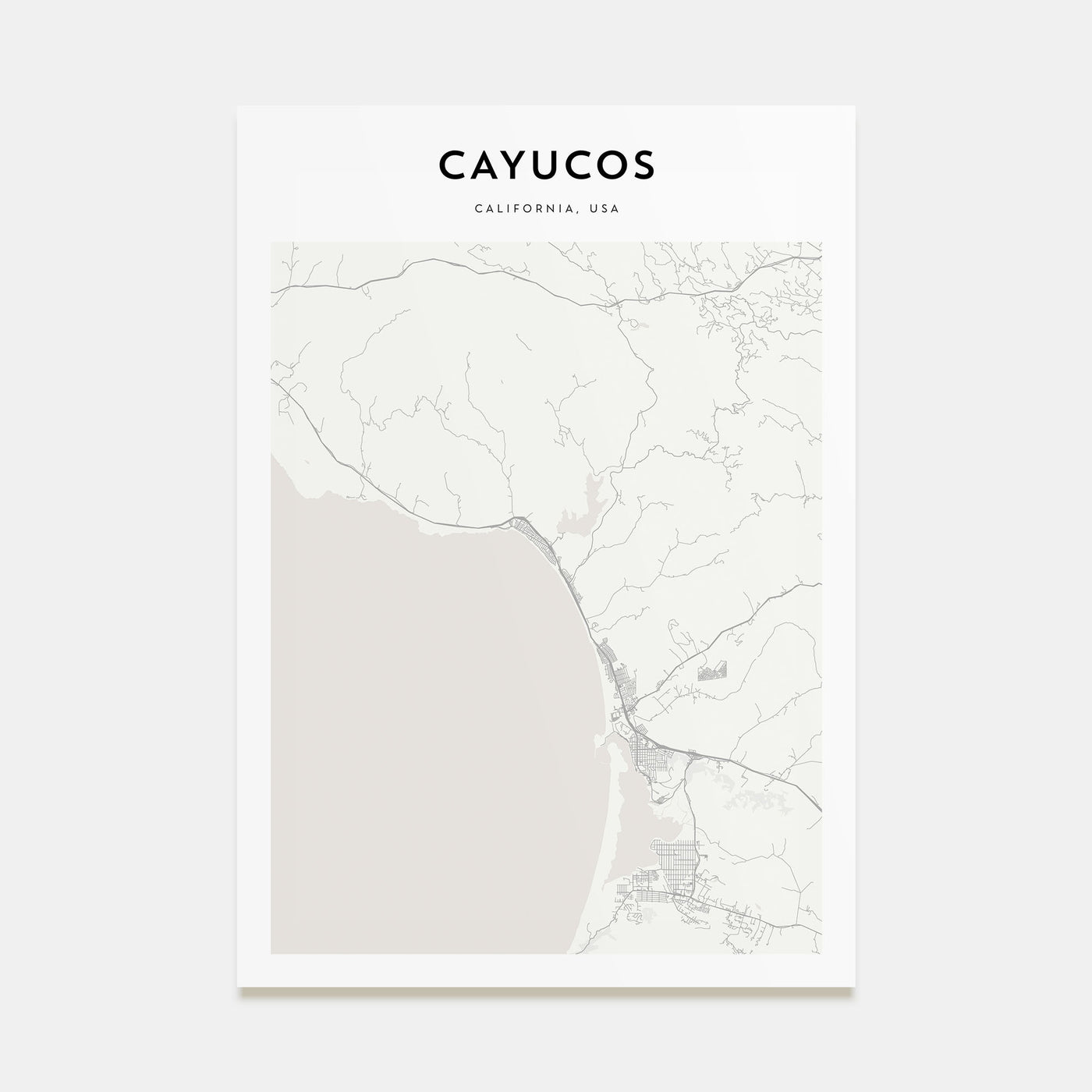 Cayucos Map Portrait Poster