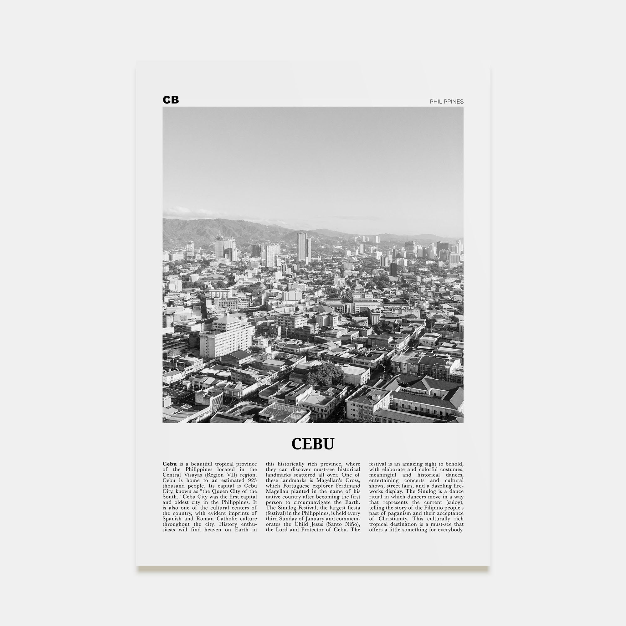 Cebu Travel B&W No 1 Poster