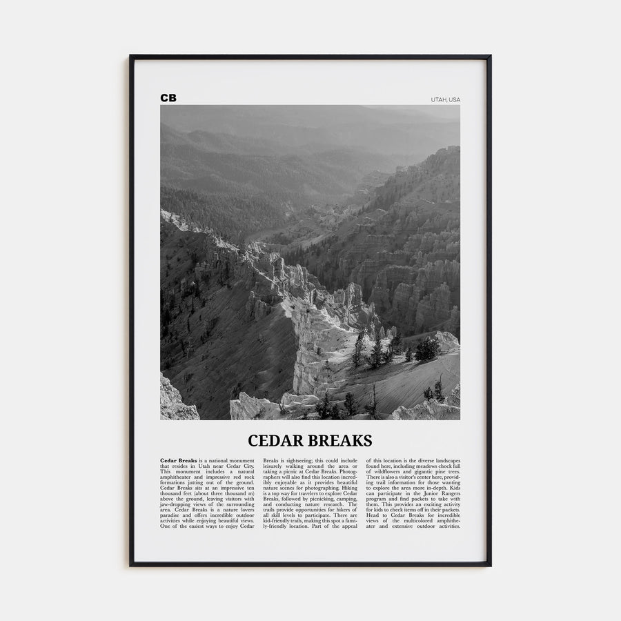 Cedar Breaks National Monument Travel B&W Poster