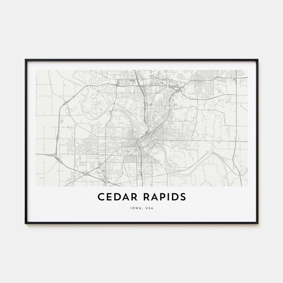 Cedar Rapids Map Landscape Poster