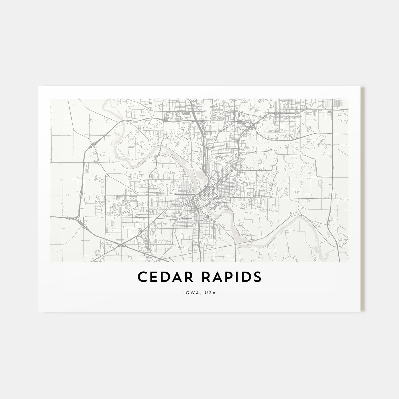Cedar Rapids Map Landscape Poster
