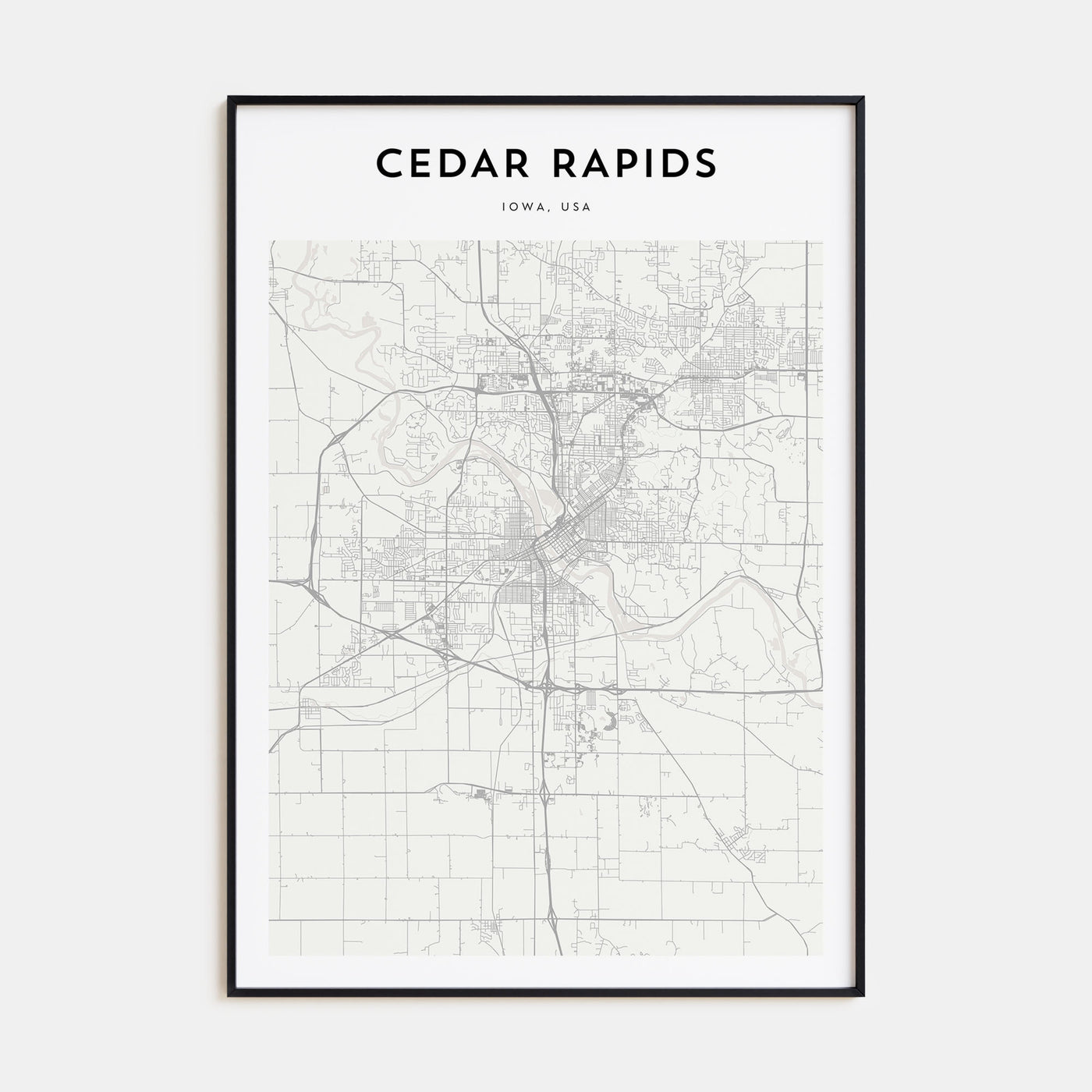 Cedar Rapids Map Portrait Poster