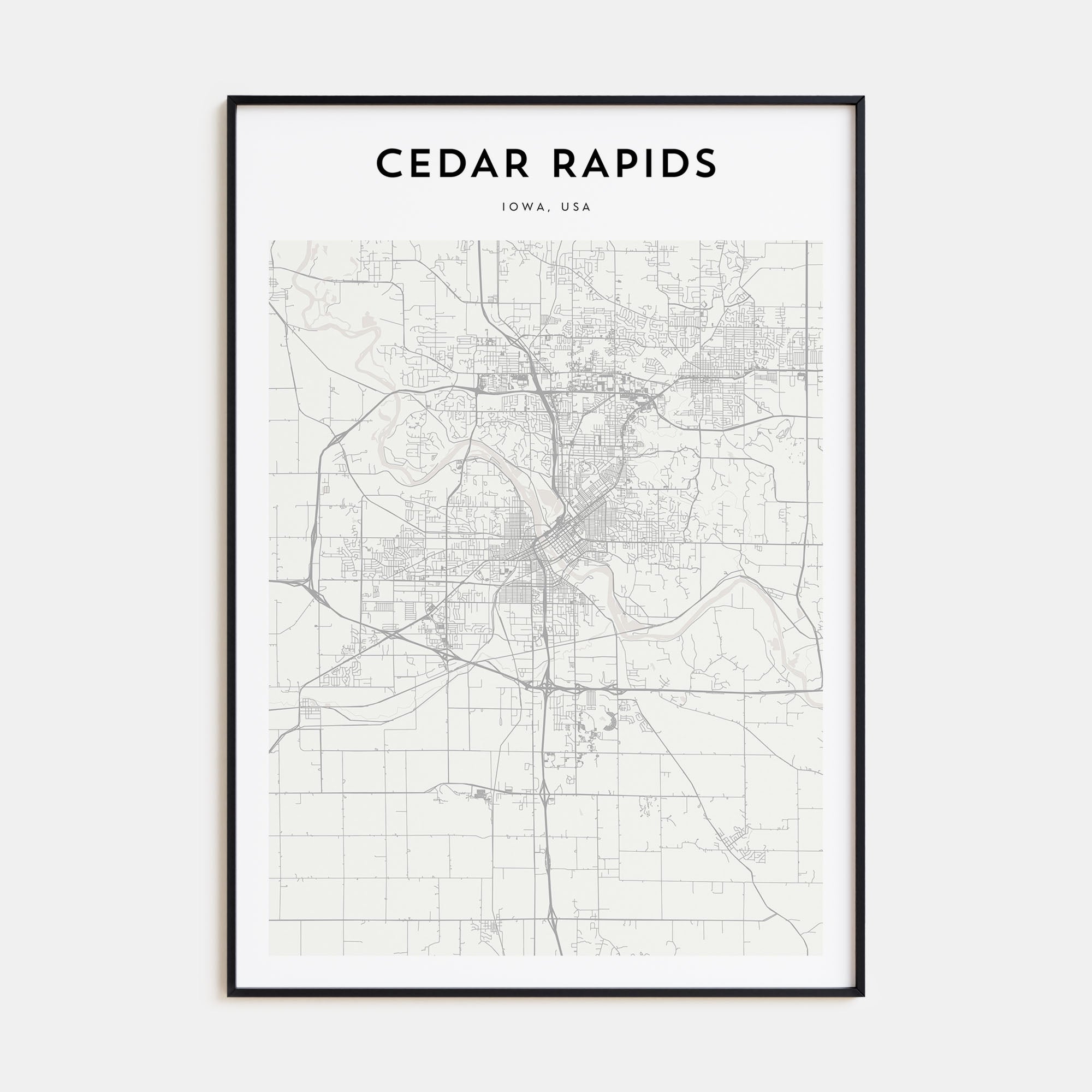 Cedar Rapids Map Portrait Poster